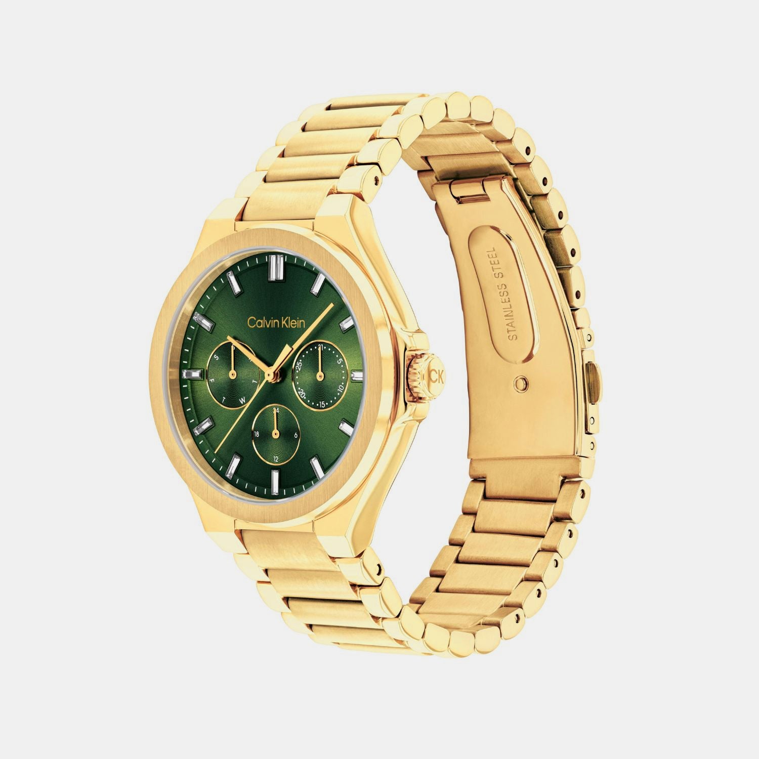 Vibrancy Women Quartz Green Dial Multi-Function Stainless Steel Watch 25100053