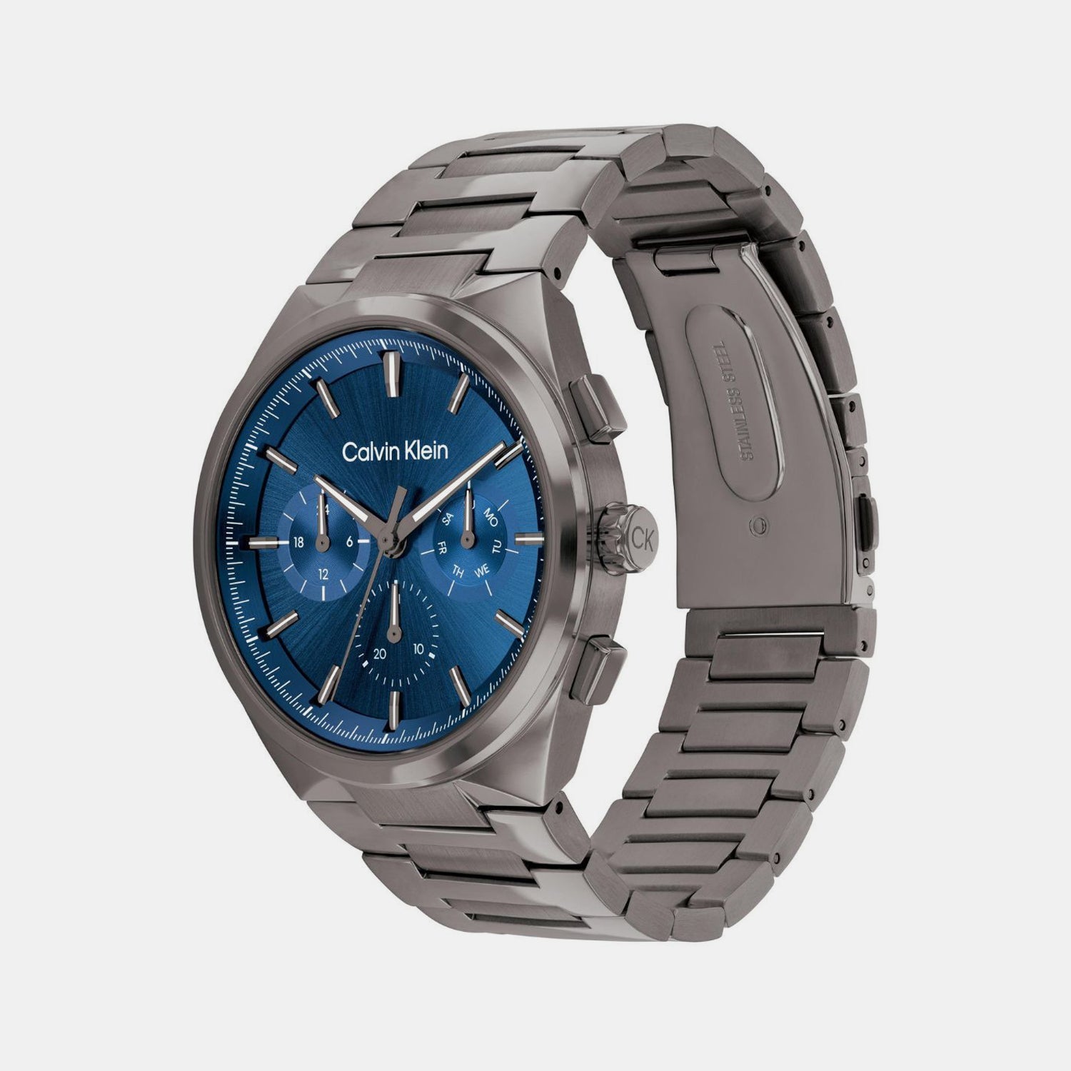 Distinguish Men Quartz Dark Blue Dial Chronograph Stainless Steel Watch 25200443