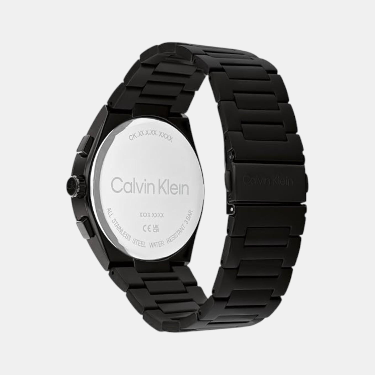 Distinguish Men Quartz Black Dial Multi-Function Stainless Steel Watch 25200505