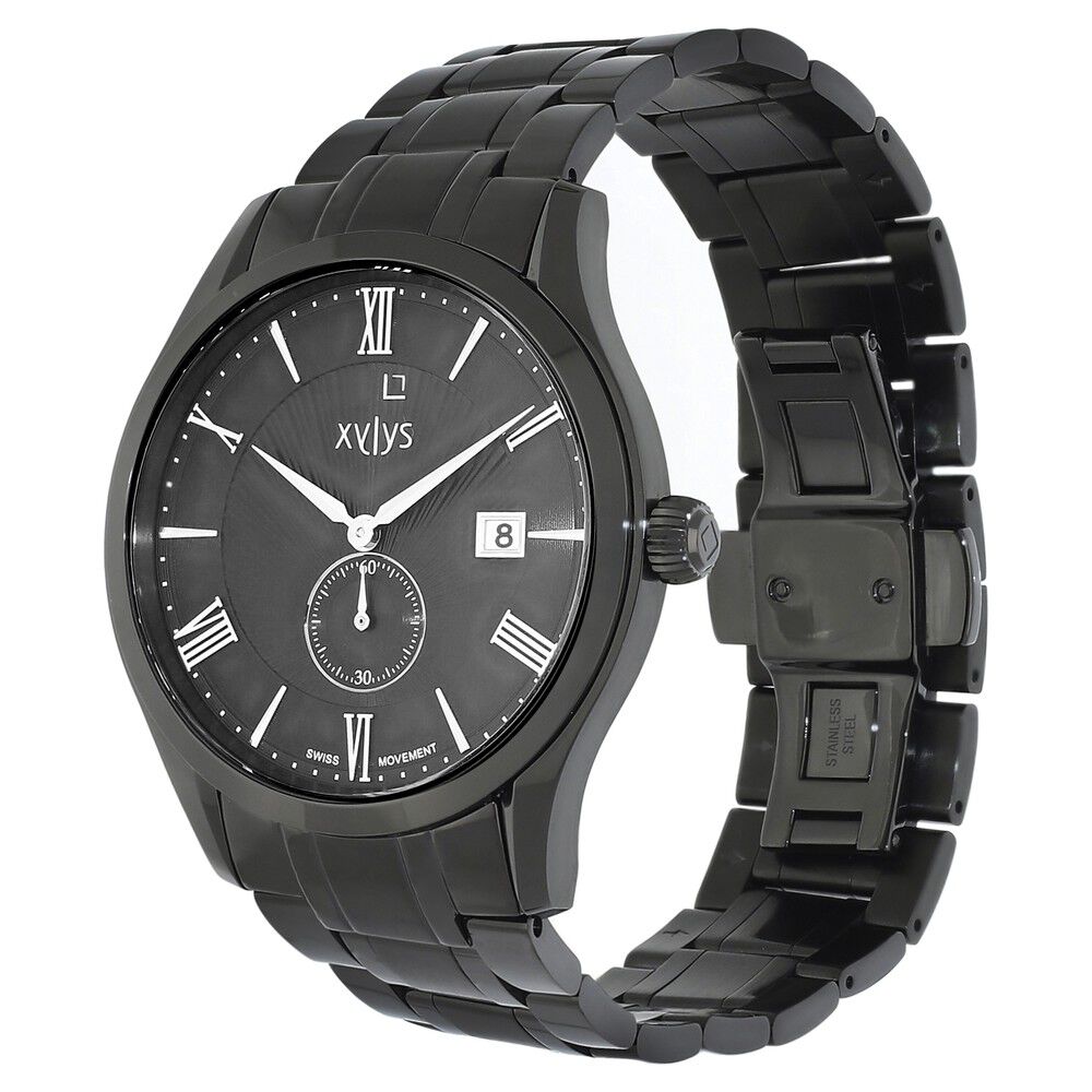 Xylys Swiss Analog Stainless Steel Black Dial Watch for Men NS40037NM01E
