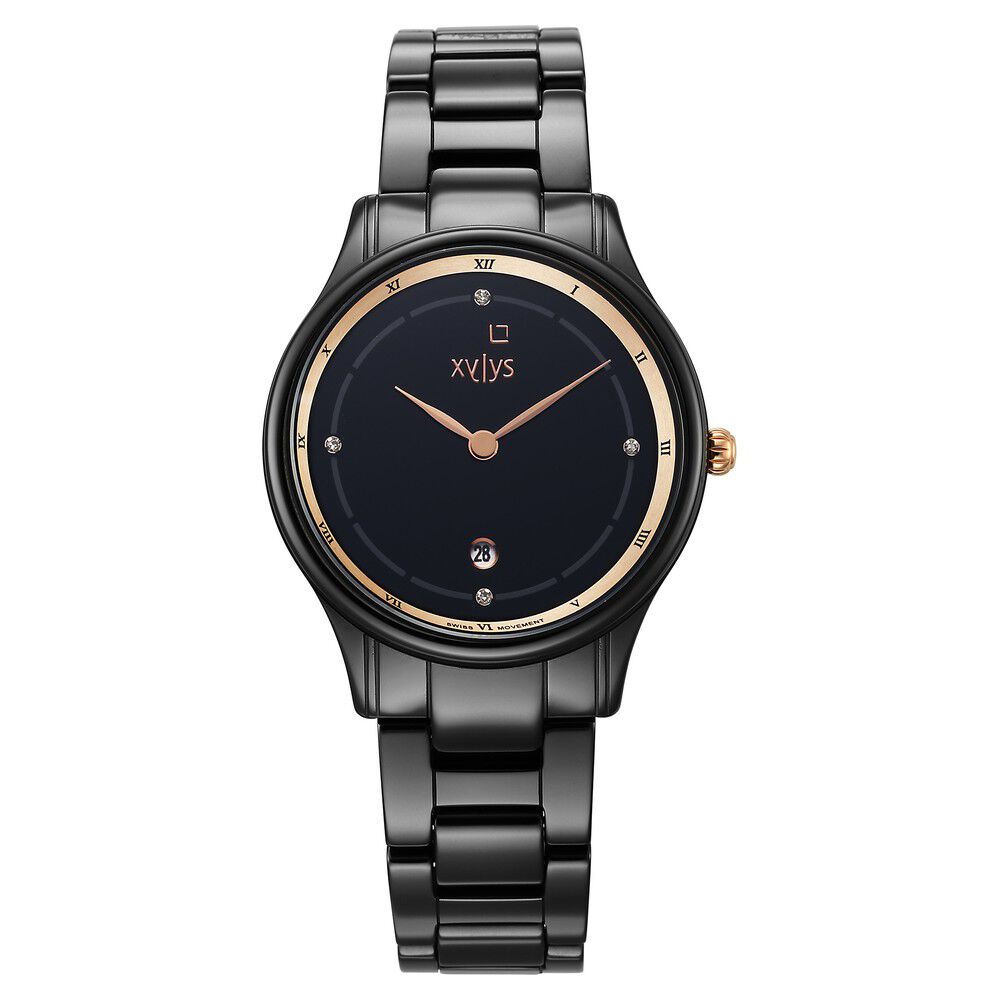 Xylys Swiss Analog with Date Black Ceramic Strap and Dial Watch For Women NS45019NC01E