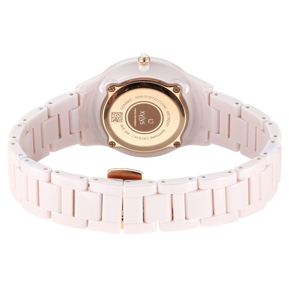 Xylys Swiss Analog with Date Pink Ceramic Strap and Dial Watch For Women NS45019QC01E