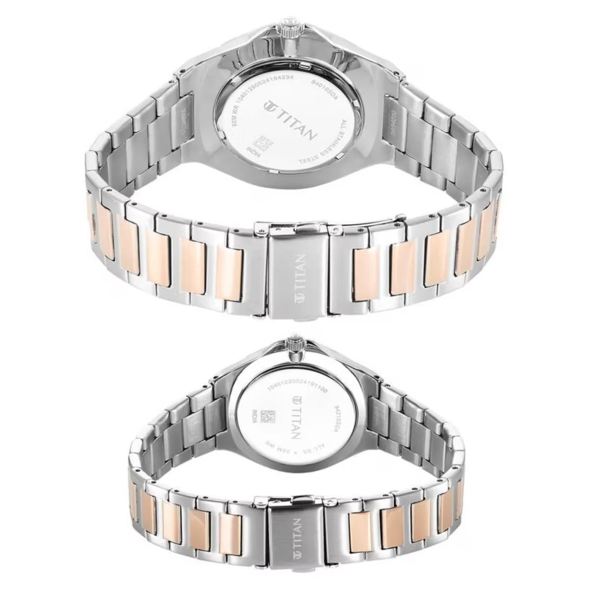 Titan Bandhan Quartz Analog with Date White Dial Two Tone Watch For Couple 9401094210KM01