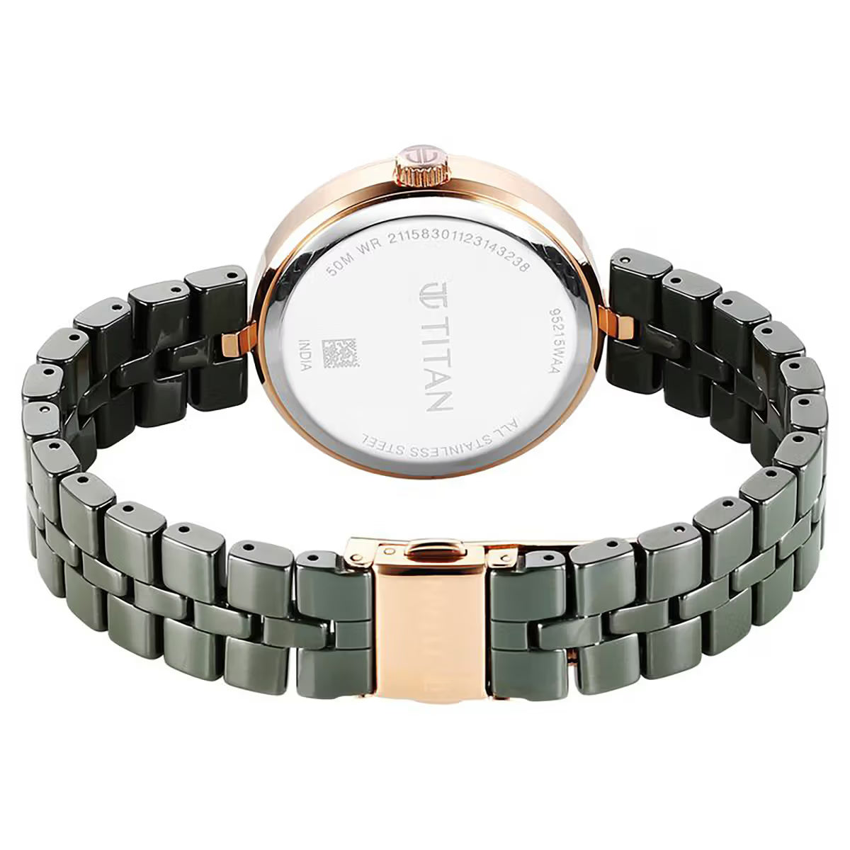 Titan Purple Ceramics Quartz Analog Mother of Pearl Dial Women Watch 95215KC04