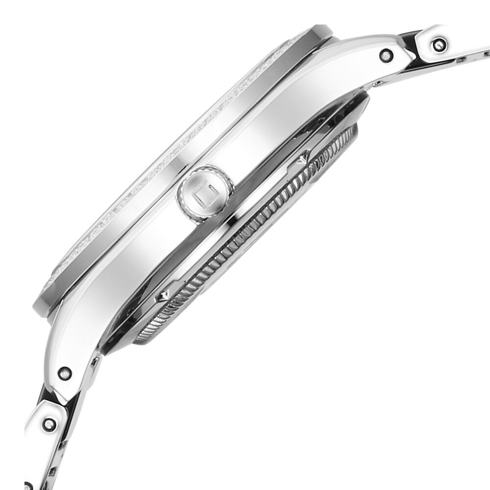 Xylys Shimmer Swiss Analog Steel & Ceramic Mother of Pearl Black Dial Watch for Women 9766SD02E