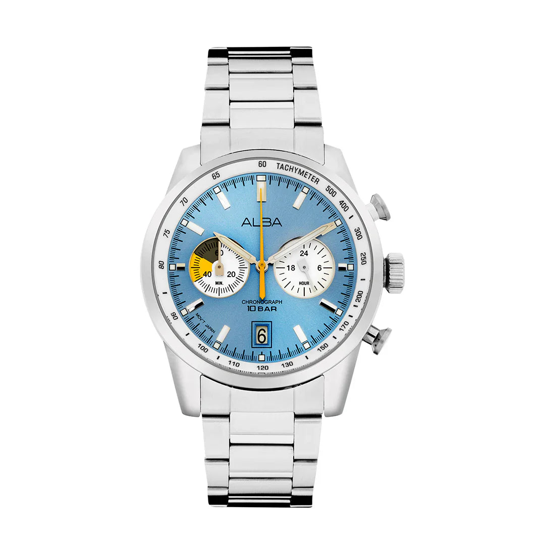 ALBA Sky Blue + White Dial Chronograph Men's Watch A4B011X1