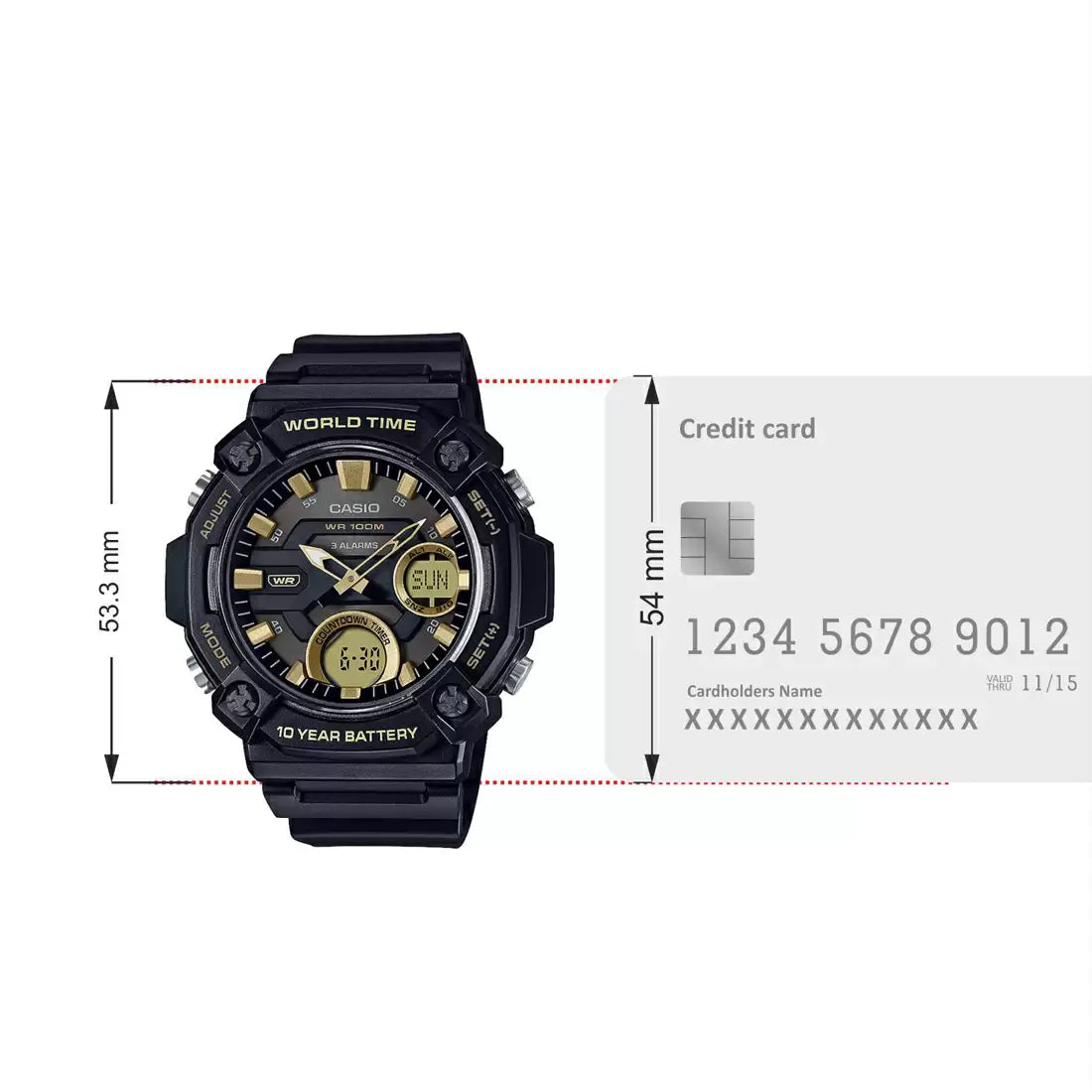 Casio YOUTH AEQ-120W-9AVDF - AD264 Black Analog-Digital - Men's Watch