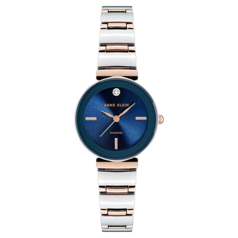 Anne Klein Quartz Analog Blue Dial Metal Strap Watch for Women NEAK2435NVRT
