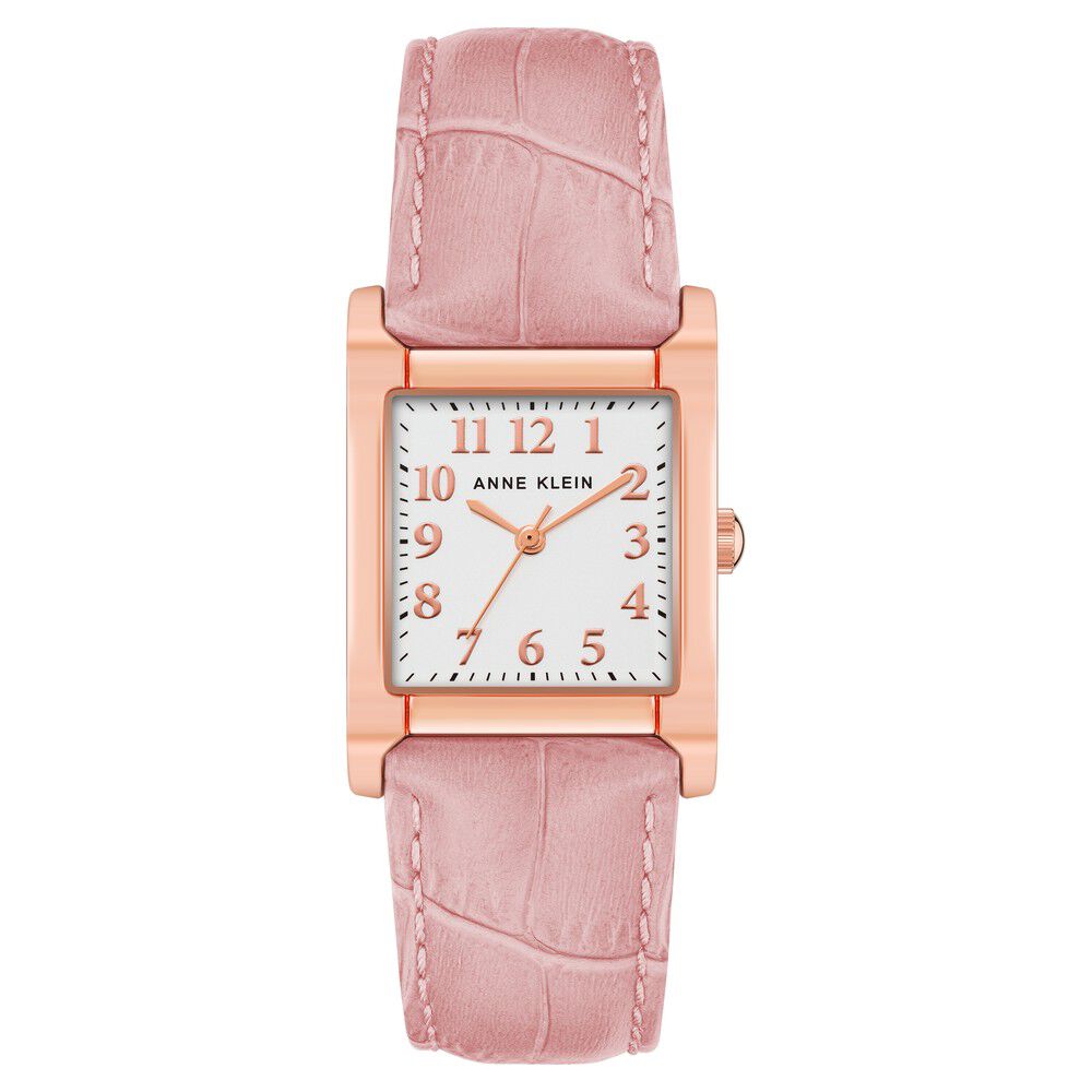 Anne Klein Quartz Analog Silver Dial Leather Strap Watch for Women NDAK3888RGPK