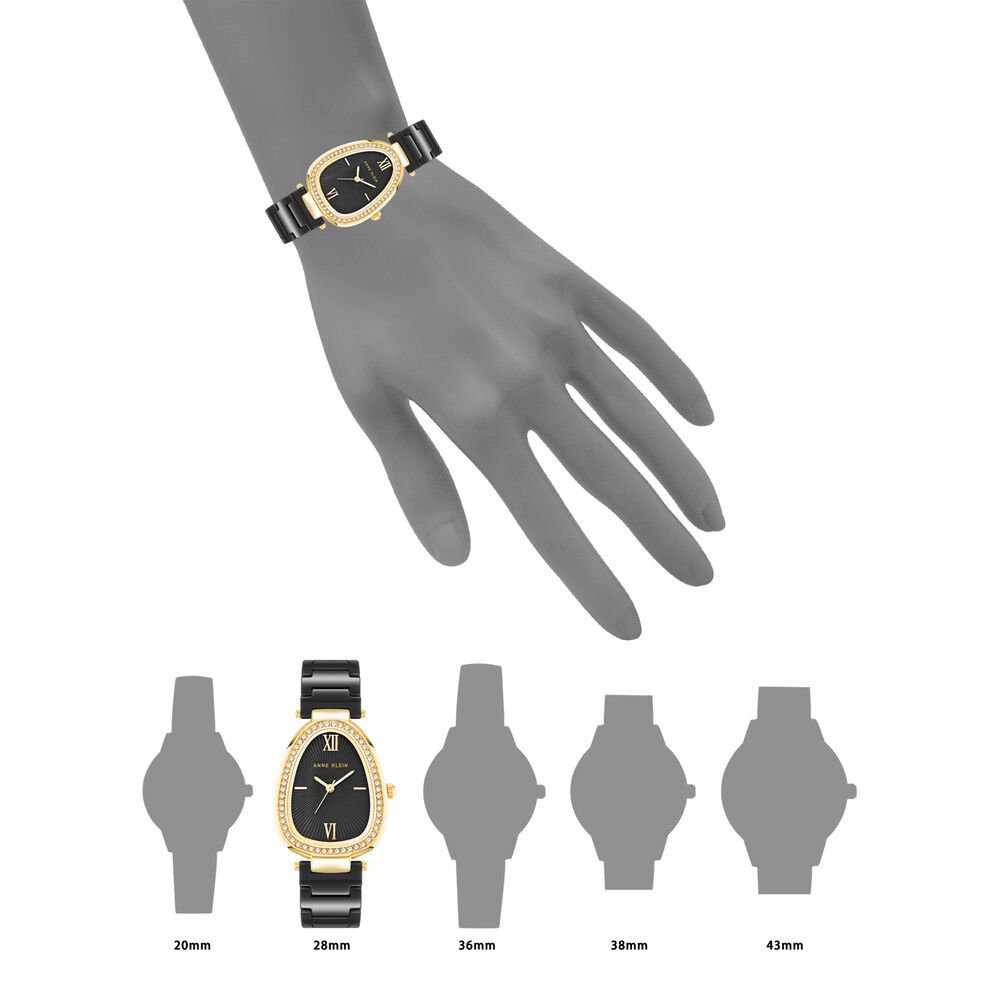 Anne Klein Quartz Analog Black Dial Black Ceramic Strap Watch For Women AK5012GPBK