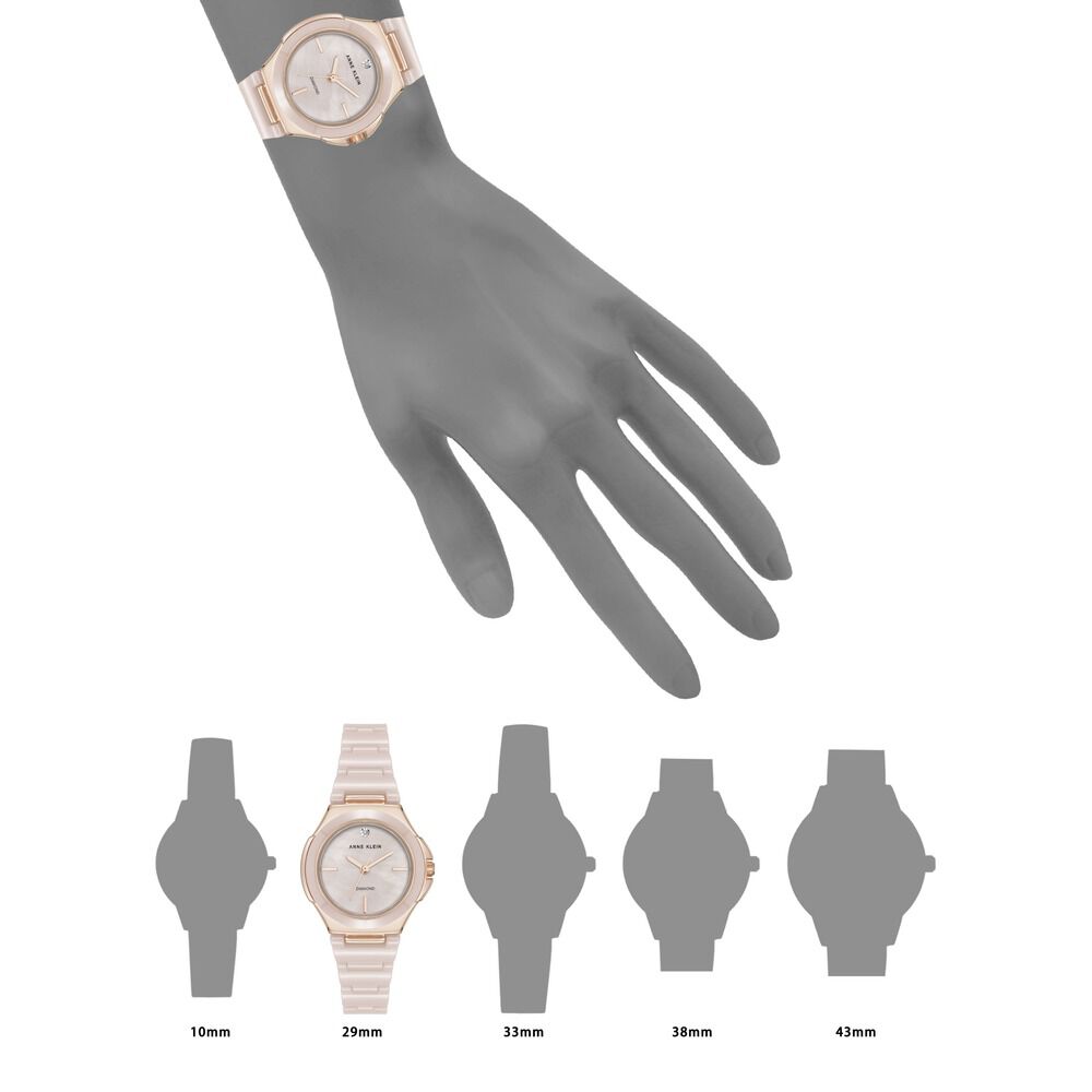 Anne Klein Quartz Analog Mother Of Pearl Dial Ceramic Strap Watch For Women AK5112RGBH