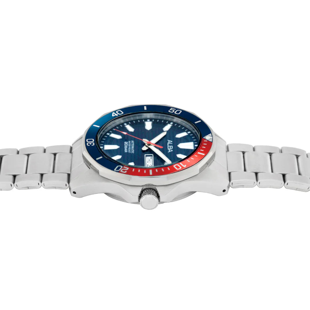 ALBA Azure Dial Automatic with Blue+Red Rotating Bezel Men Watch AL4455X1