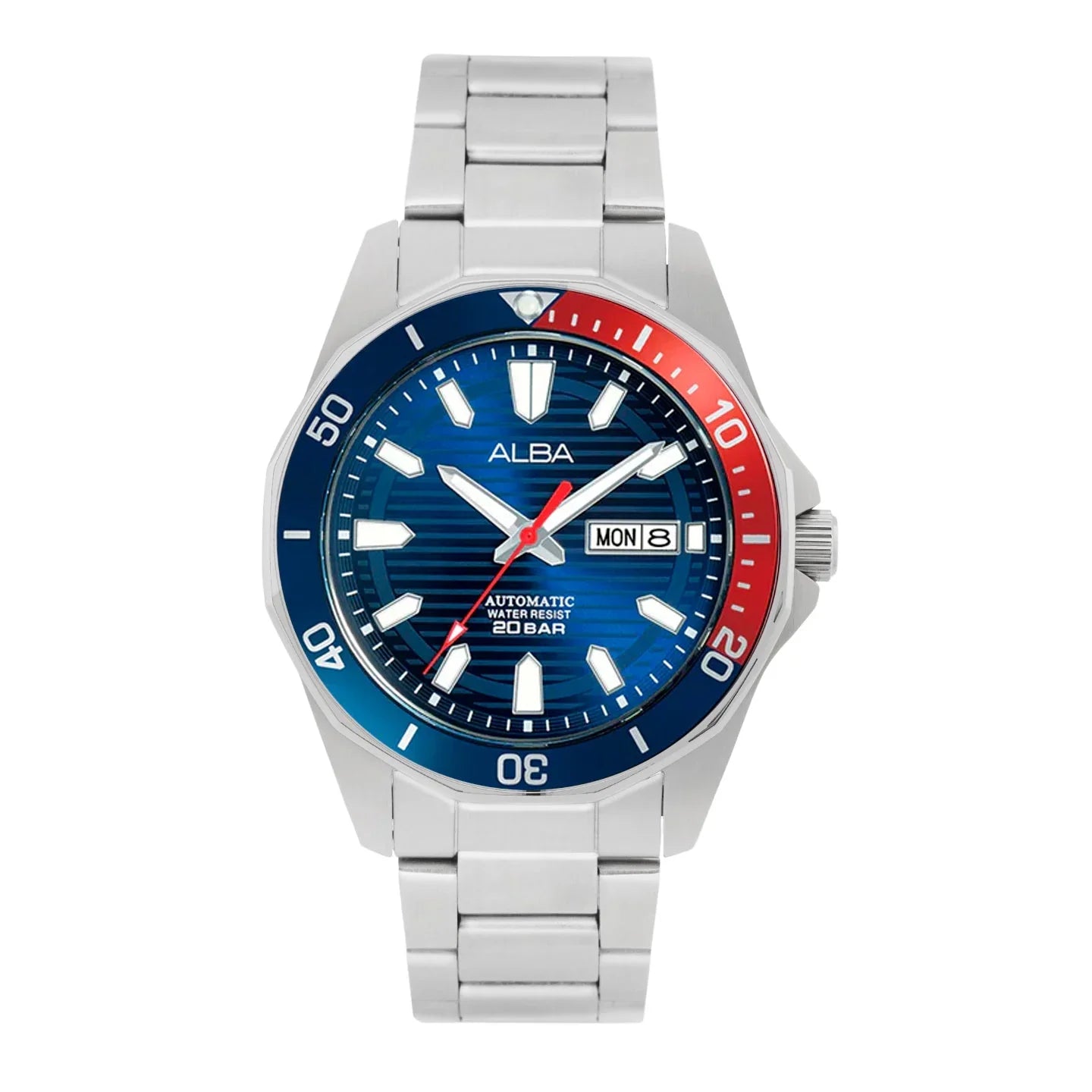 ALBA Azure Dial Automatic with Blue+Red Rotating Bezel Men Watch AL4455X1