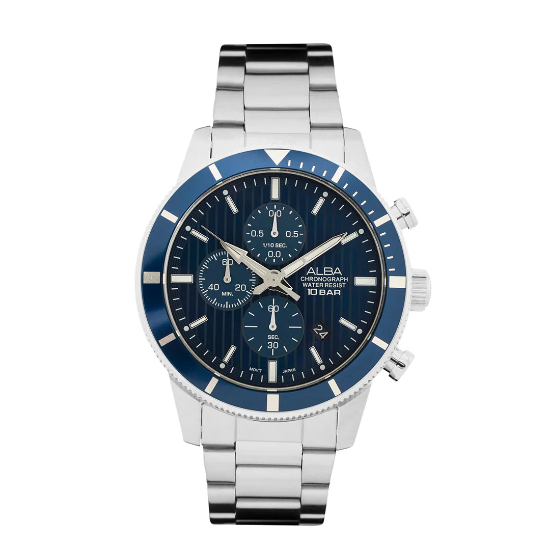 ALBA Blue Patterned Dial Chronograph Men's Watch AM3955X1