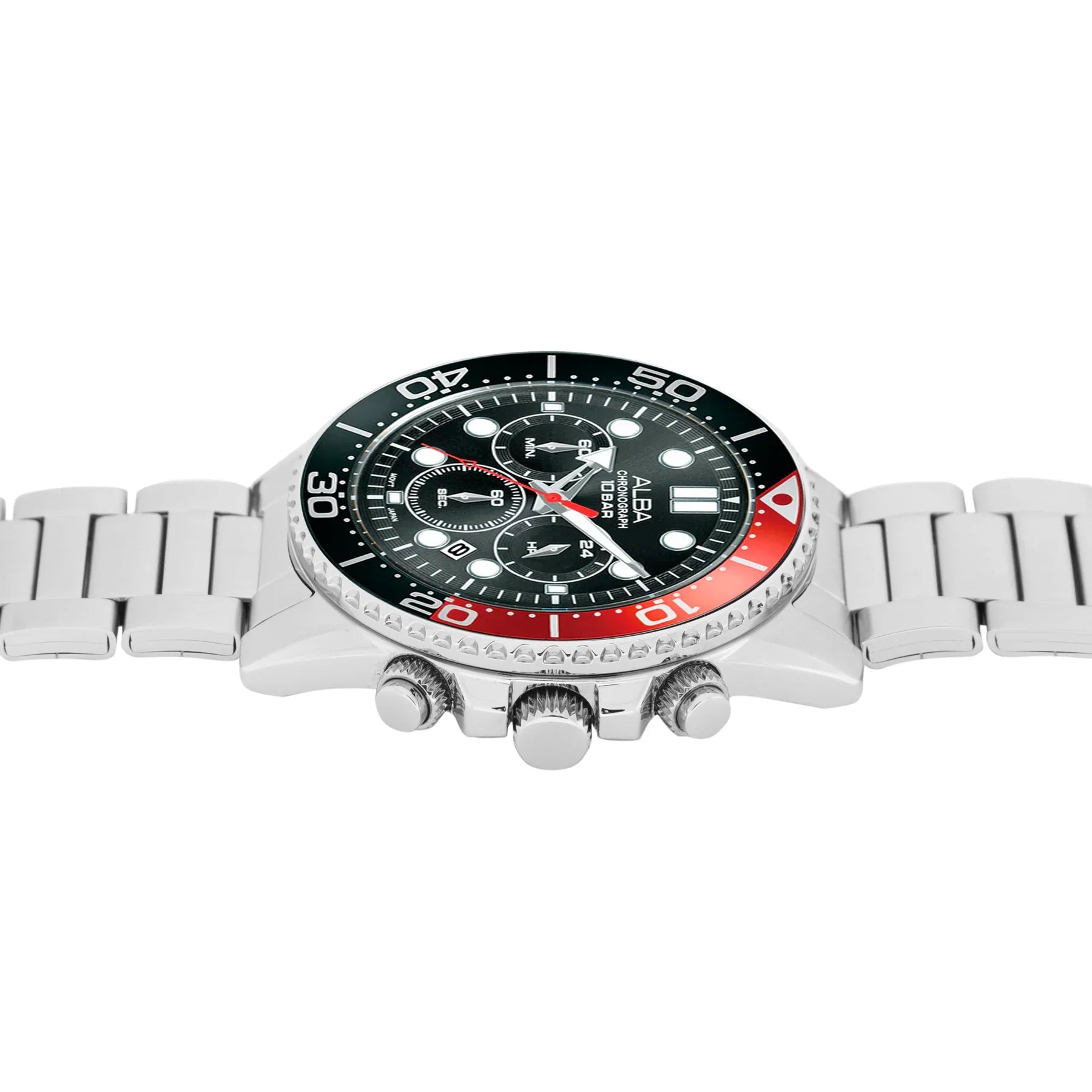ALBA Midnight Black Dial with Black+Red Bezel Chronograph Men's Watch - AT3J37X1