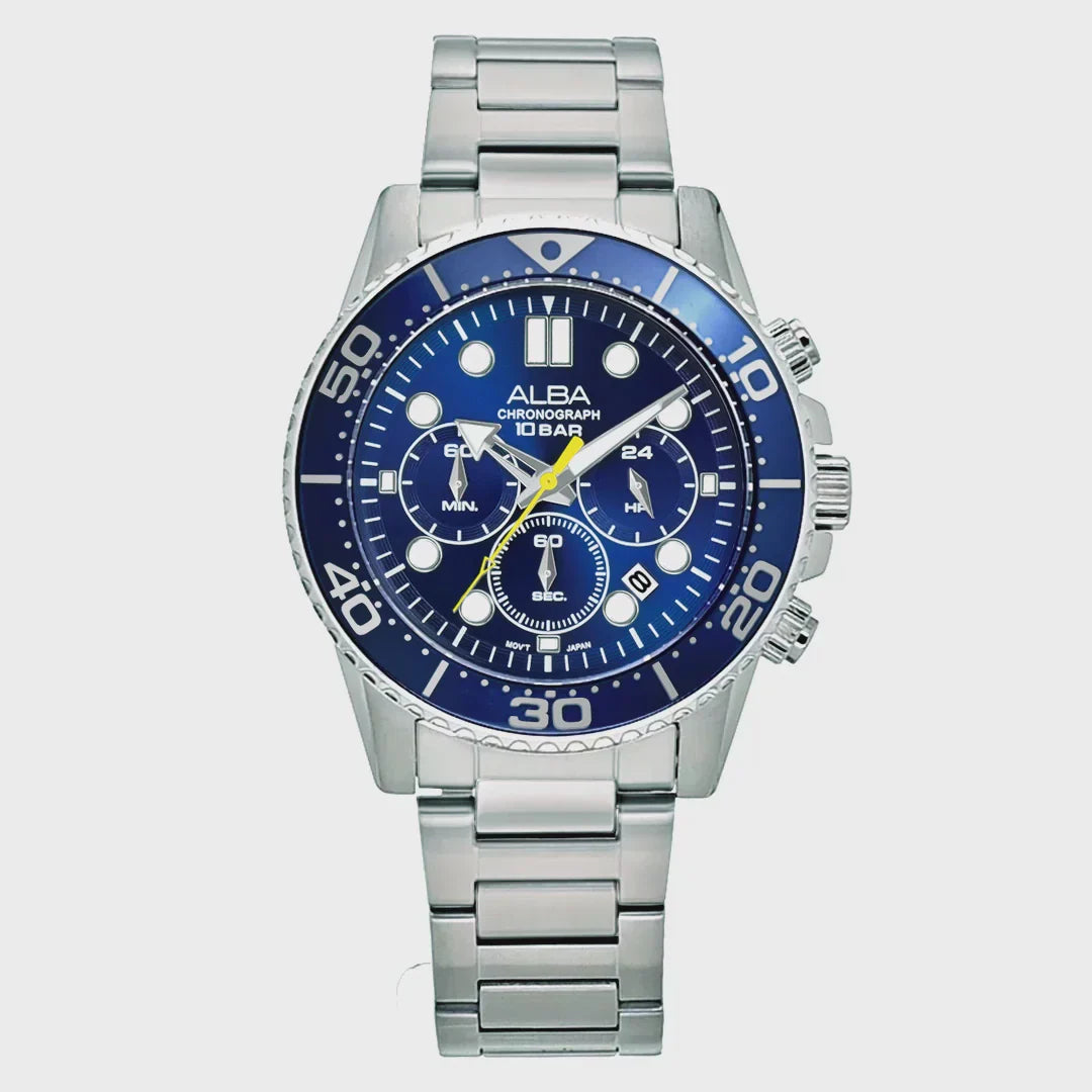ALBA Cobalt Blue Dial Chronograph Men's Watch - AT3J43X1