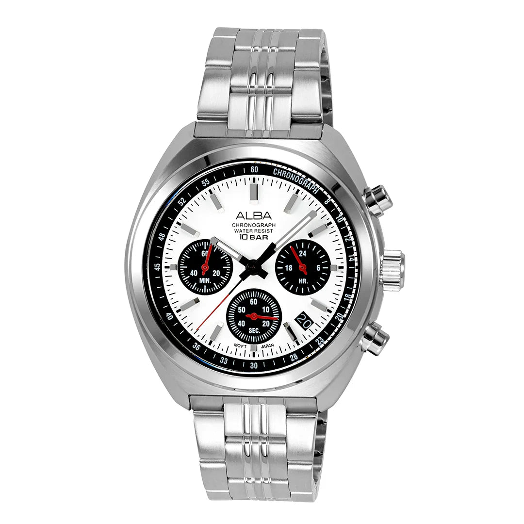 ALBA Seashell White Panda Dial Chronograph Men's Watch AT3K11X1