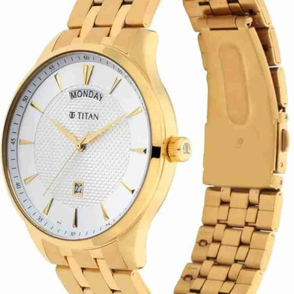 Titan Quartz Analog with Day and Date White Dial Men Watch - NR90127YM01