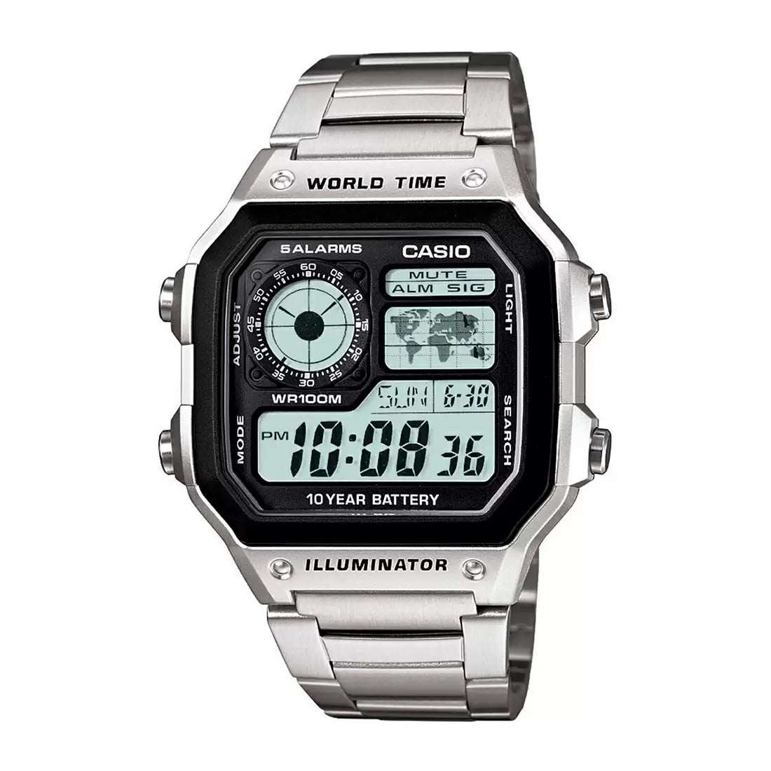 Casio AE-1200WHD-1AVDF Metal Youth Silver Digital Watch (Unisex) - D099