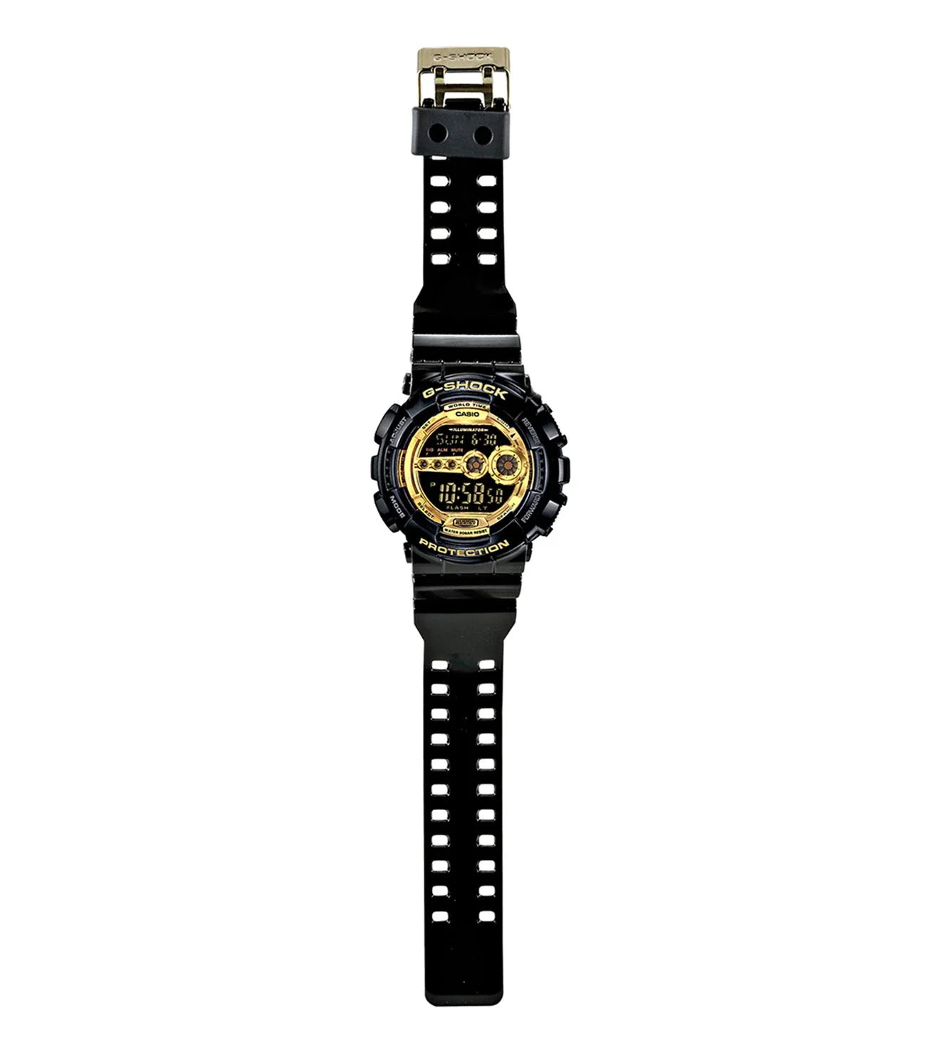 G340 Casio | G-Shock GD-100GB-1DR Black-Gold Analog-Digital Watch (Men)