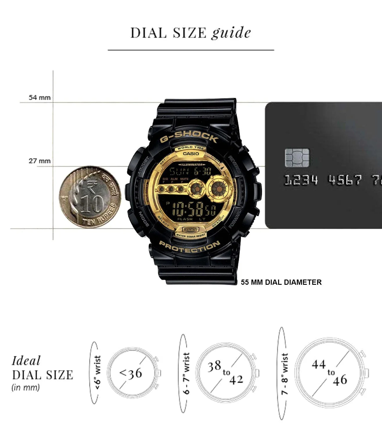 G340 Casio | G-Shock GD-100GB-1DR Black-Gold Analog-Digital Watch (Men)