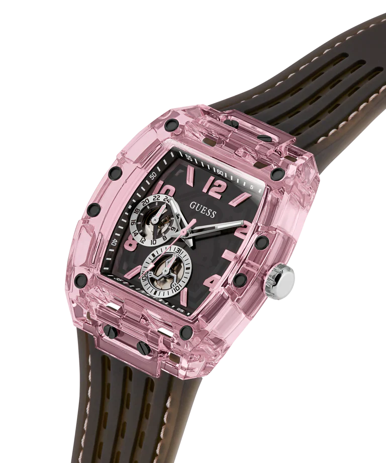 GUESS Mens Sporting Pink Black Multi-function Watch GW0032G3