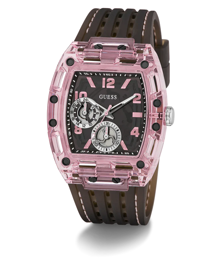 GUESS Mens Sporting Pink Black Multi-function Watch GW0032G3