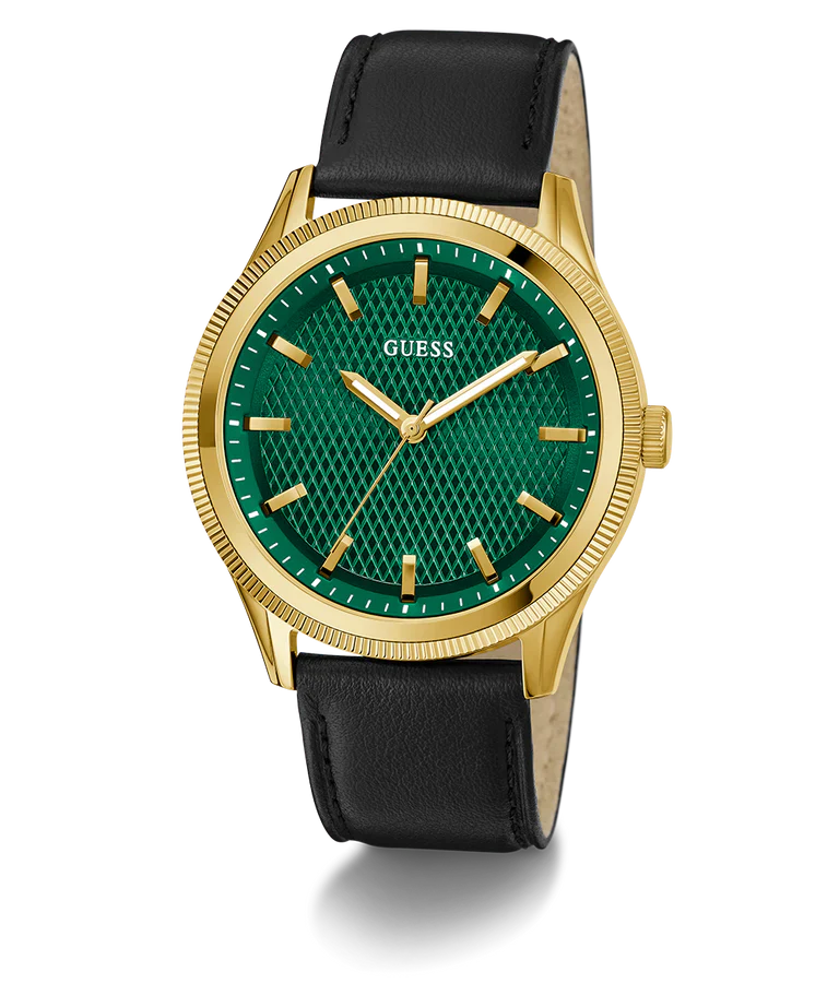 GUESS Mens Black Gold Tone Analog Watch GW0846G1