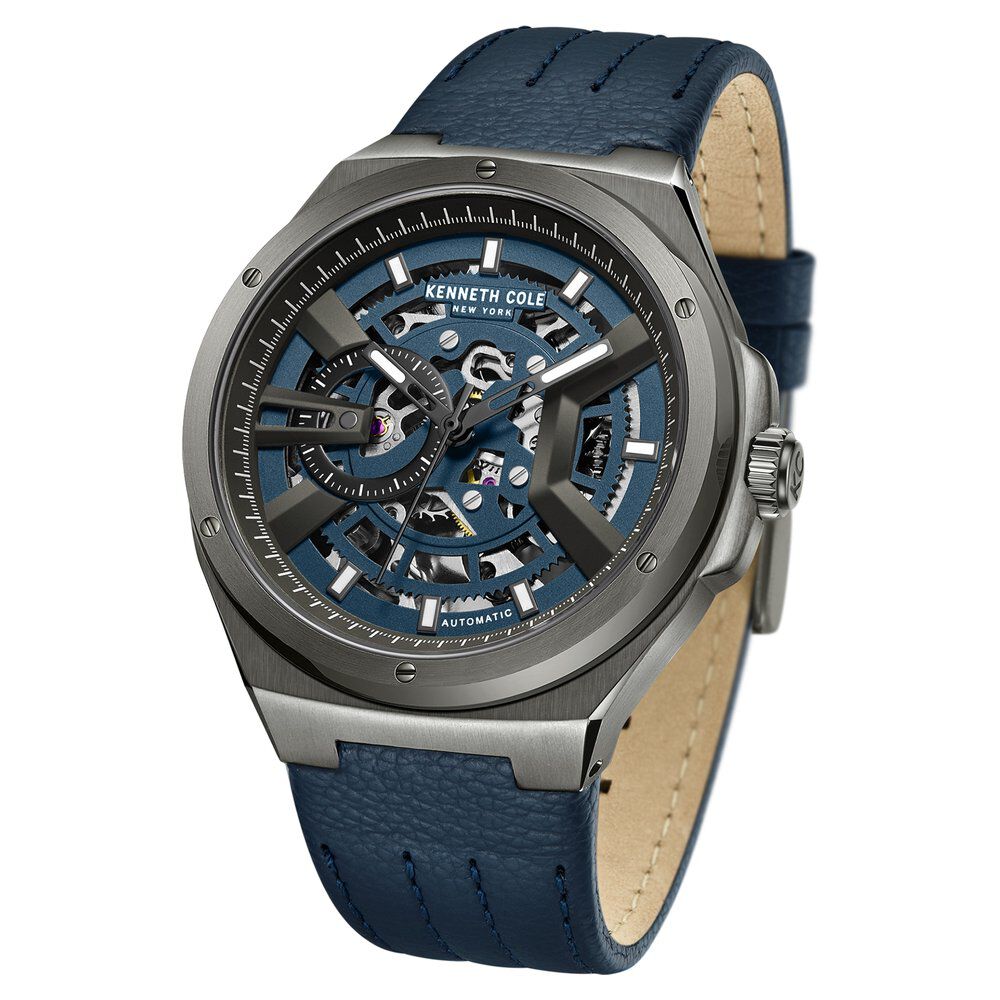 Kenneth Cole Automatic Analog Blue dial Leather Strap Watch for Men
