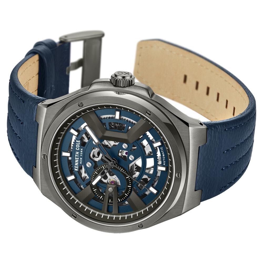 Kenneth Cole Automatic Analog Blue dial Leather Strap Watch for Men
