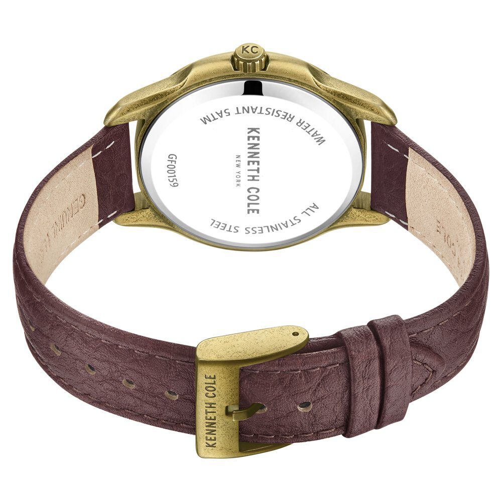 Kenneth Cole Quartz Multifunction Brown dial Leather Strap Watch for Men-NTKCWGF0015901MN