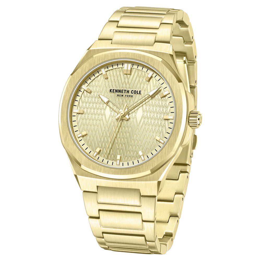 Kenneth Cole Quartz Analog Golden Dial Stainless Steel Strap Watch For Men KCWGG0047001MN