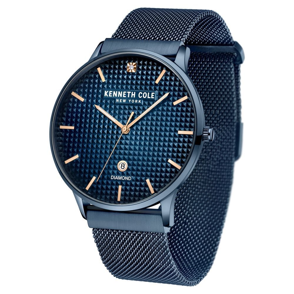 Kenneth Cole Blue Dial Quartz Analog with Date Stainless Steel Strap Watch for Men-NTKCWGH2233504MN