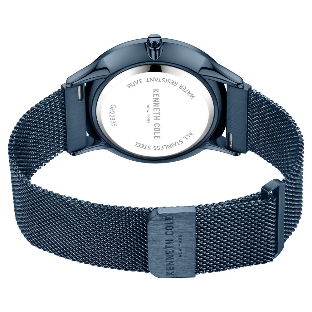 Kenneth Cole Blue Dial Quartz Analog with Date Stainless Steel Strap Watch for Men-NTKCWGH2233504MN