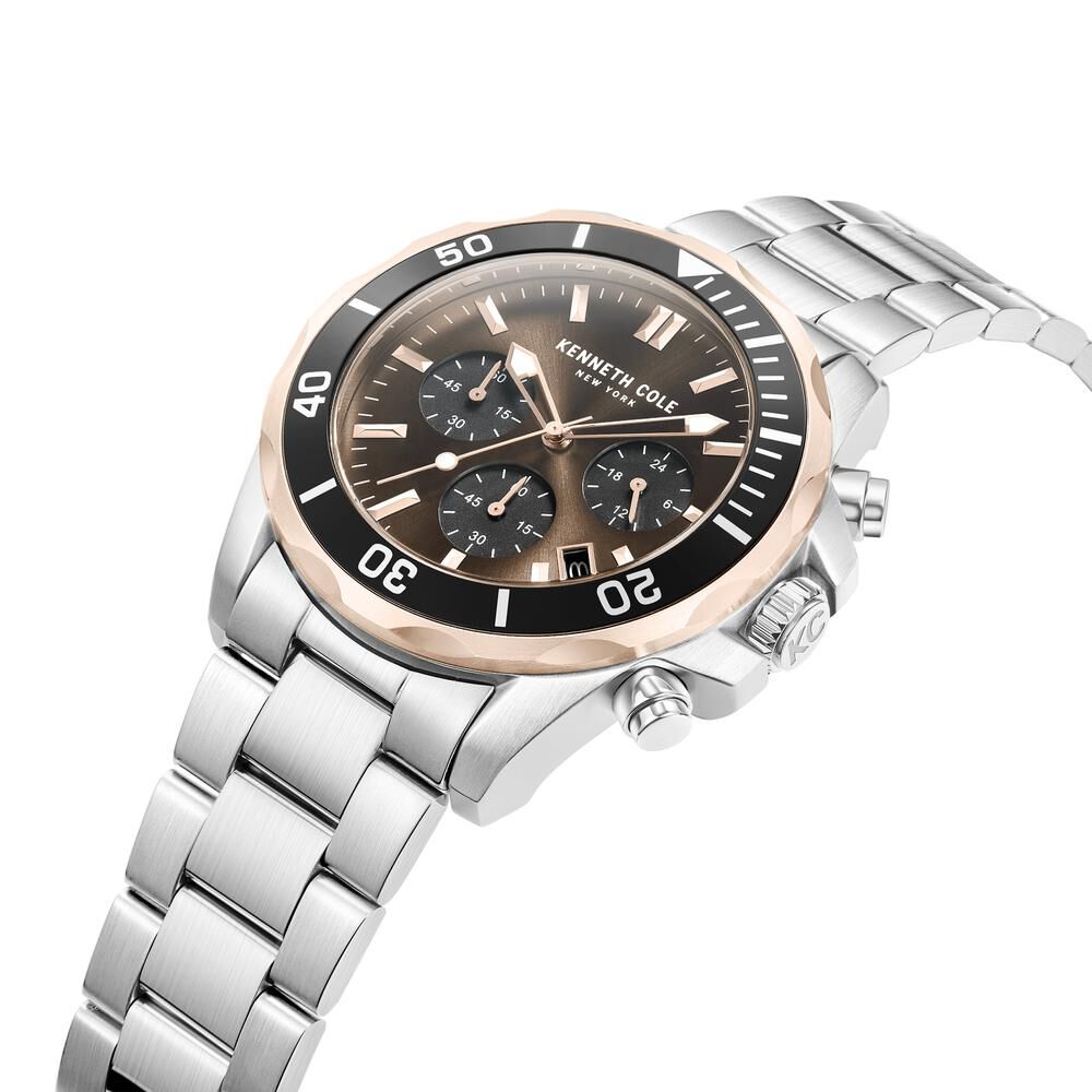 Kenneth Cole Quartz Chronograph Brown dial Metal Strap Watch for Men KCWGI0027101MN