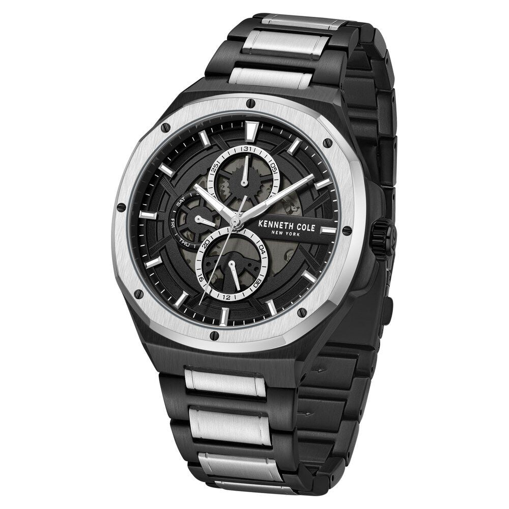 Kenneth Cole Multifunction Black Dial Stainless Steel Strap Watch For Men KCWGK0047203MN