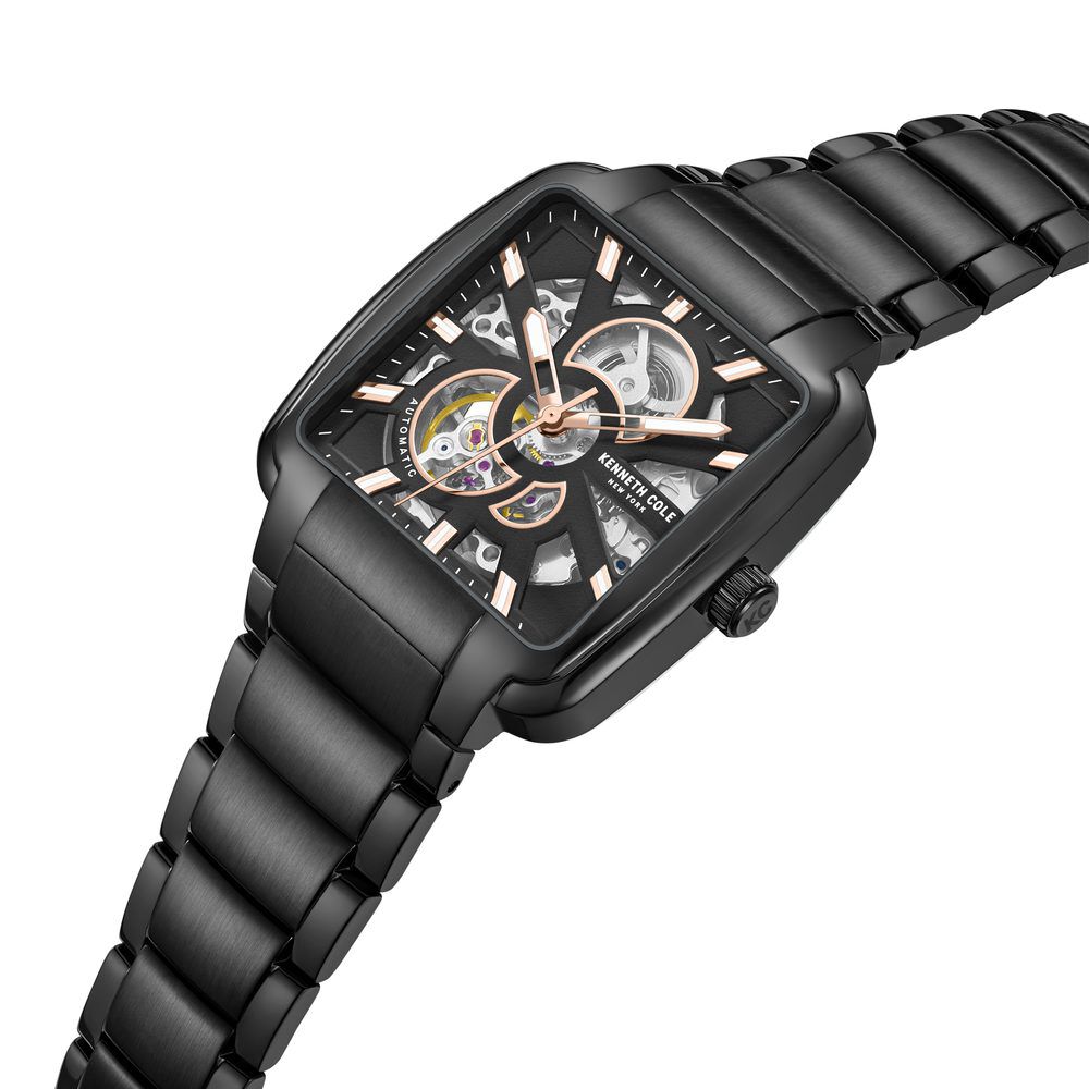 Kenneth Cole Automatic Black Dial With Black Stainless Steel Strap Watch For Men KCWGY0046503MN