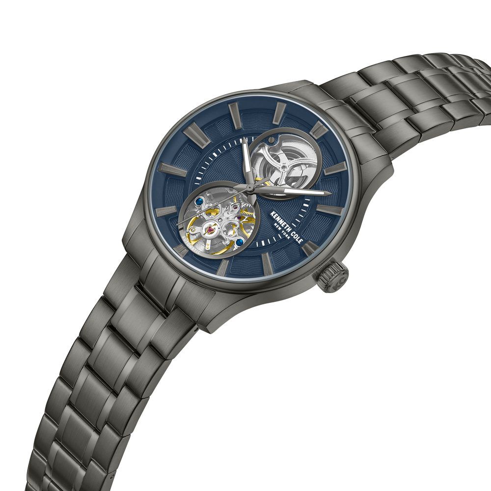 Kenneth Cole Automatic Blue Dial With Grey Stainless Steel Strap Watch For Men KCWGY0049803MN