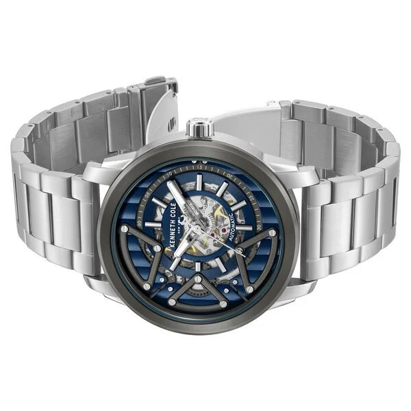Kenneth Cole Automatic Blue Dial Silver Colour Stainless Steel Strap Watch For Men kcwgy0064903mn