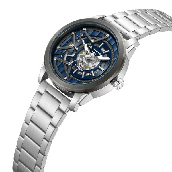 Kenneth Cole Automatic Blue Dial Silver Colour Stainless Steel Strap Watch For Men kcwgy0064903mn