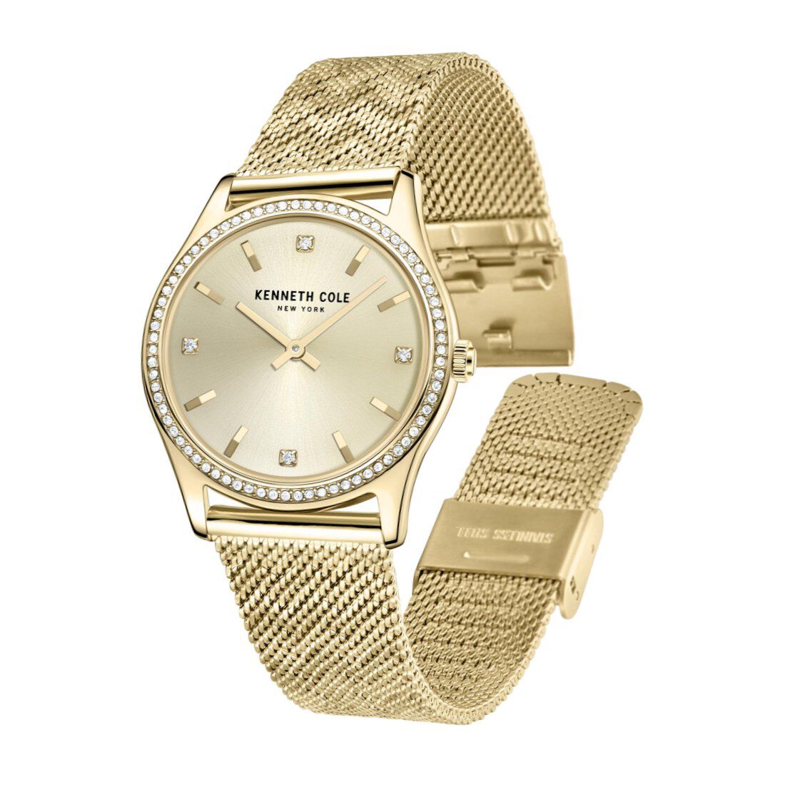 Kenneth Cole Quartz Analog Champagne Dial Stainless Steel Strap Watch for Women