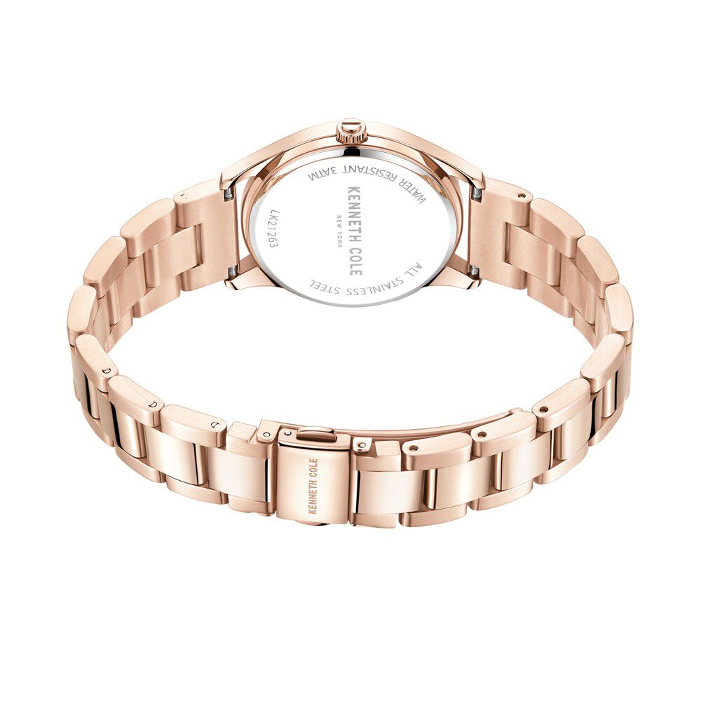 Kenneth Cole Quartz Multifunction Rose Gold Dial Stainless Steel Strap Watch for Women KCWLK2126304LD