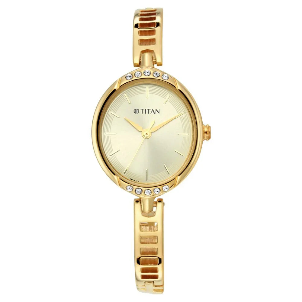 Titan Quartz Analog Golden Dial Metal Strap Women Watch NS2637YM01