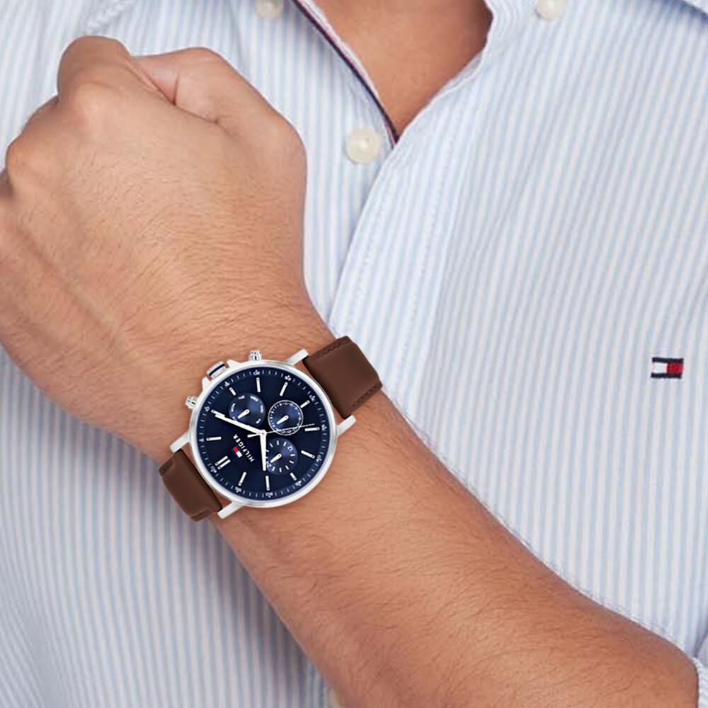 Tommy Hilfiger Quartz Multifunction Blue Leather Strap for Men TH1710585