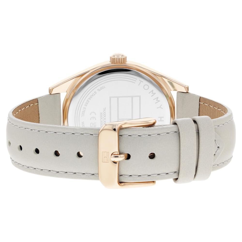 Tommy Hilfiger Quartz Analog with Date Silver Dial Leather Strap Watch for Women TH1782595