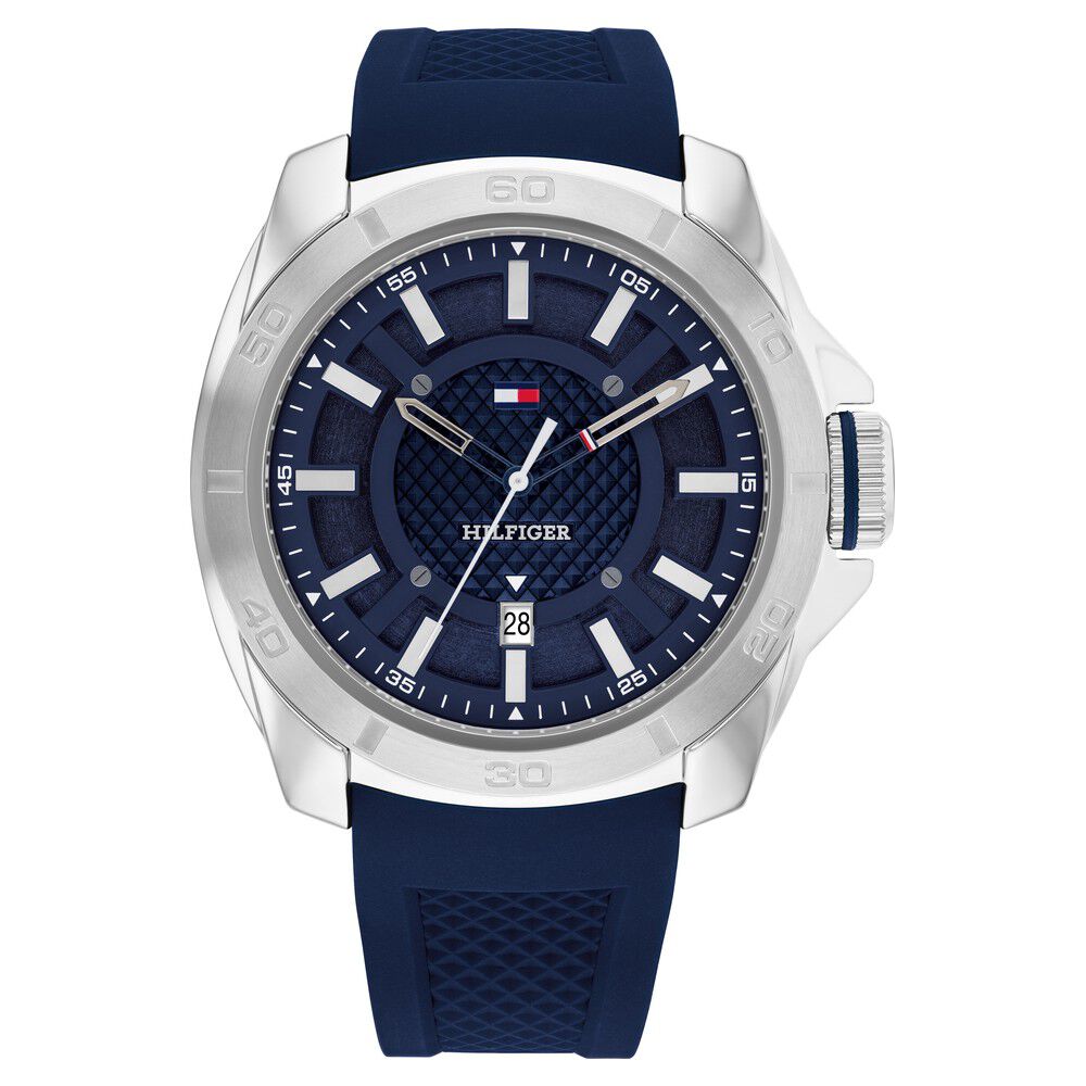 Tommy Hilfiger Quartz Analog with Date Blue Dial Blue Silicone Strap Watch for Men-NTTH1792134