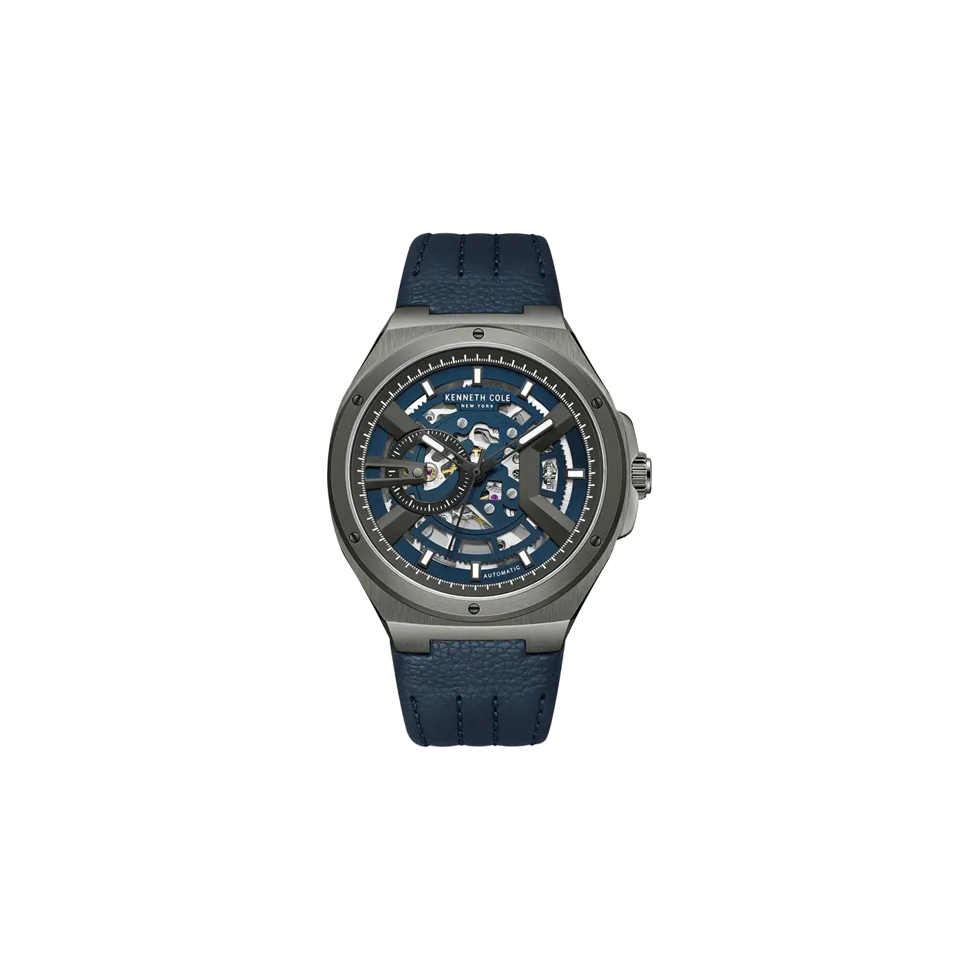 Kenneth Cole Automatic Analog Blue dial Leather Strap Watch for Men