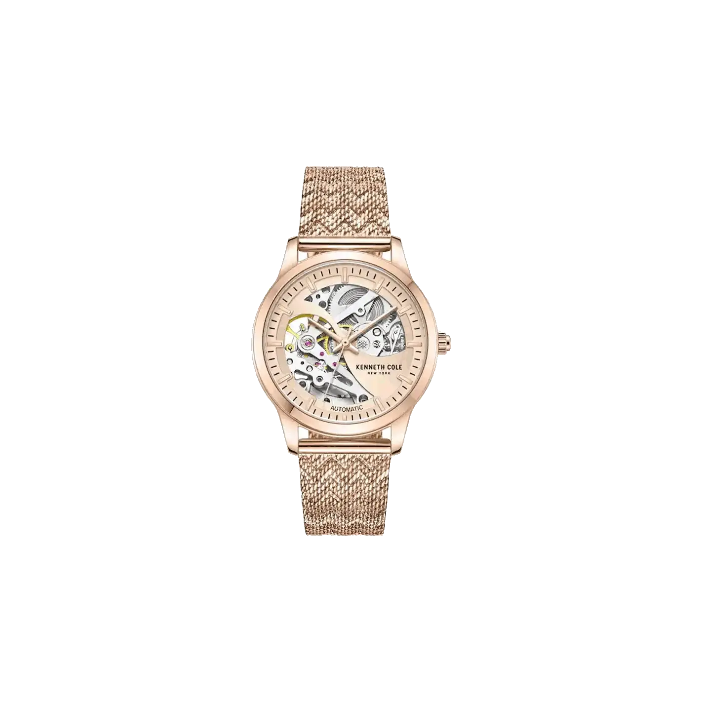 Kenneth Cole Automatic Rose Gold Dial Stainless Steel Strap Watch for Women