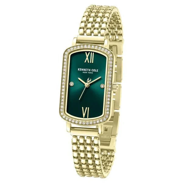 Kenneth Cole Quartz Analog Green Dial Golden Colour Stainless Steel Strap Watch For Women kcwlg0065802ld