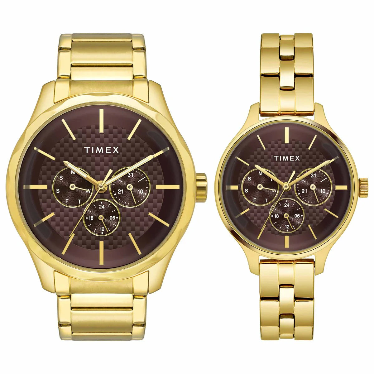 Timex Chronograph Brown Stainless Steel Couple Watch - TW00PR297